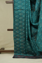 Aqua Blue Raw Silk Ikat Saree - SRABRSIS1054