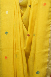 Lemon Yellow Linen Jamdani Saree - SRLYLJS526
