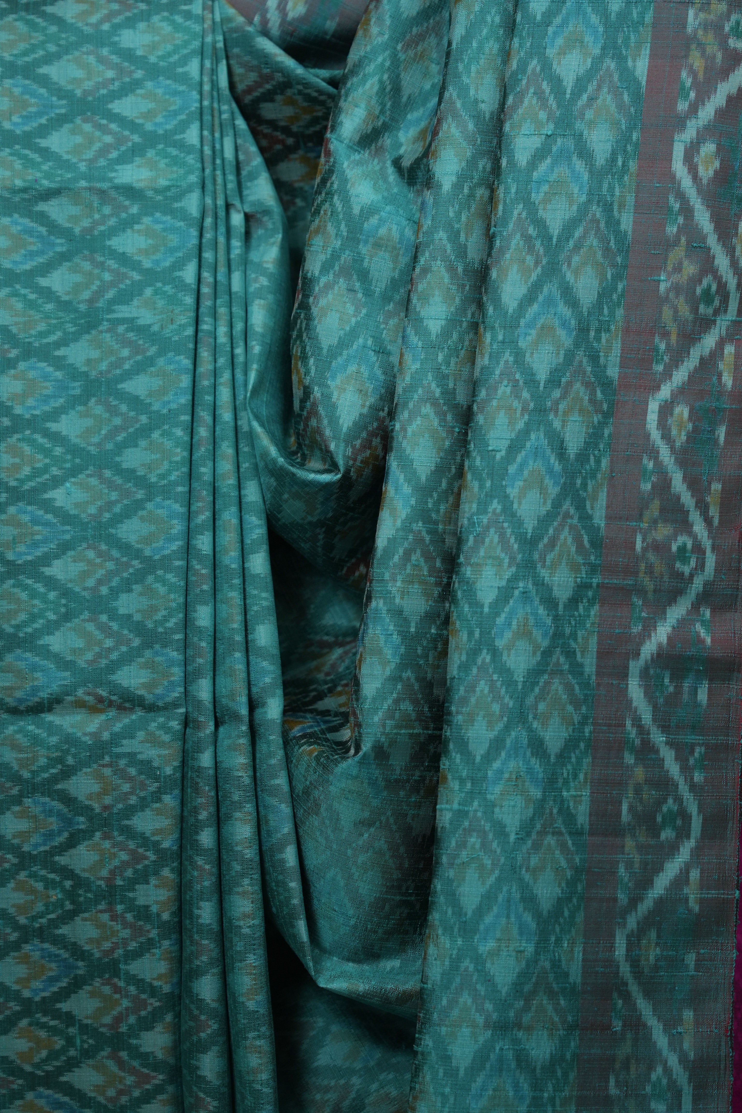 Aqua Blue Raw Silk Ikat Saree - SRABRSIS1054