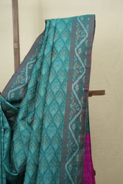 Aqua Blue Raw Silk Ikat Saree - SRABRSIS1054