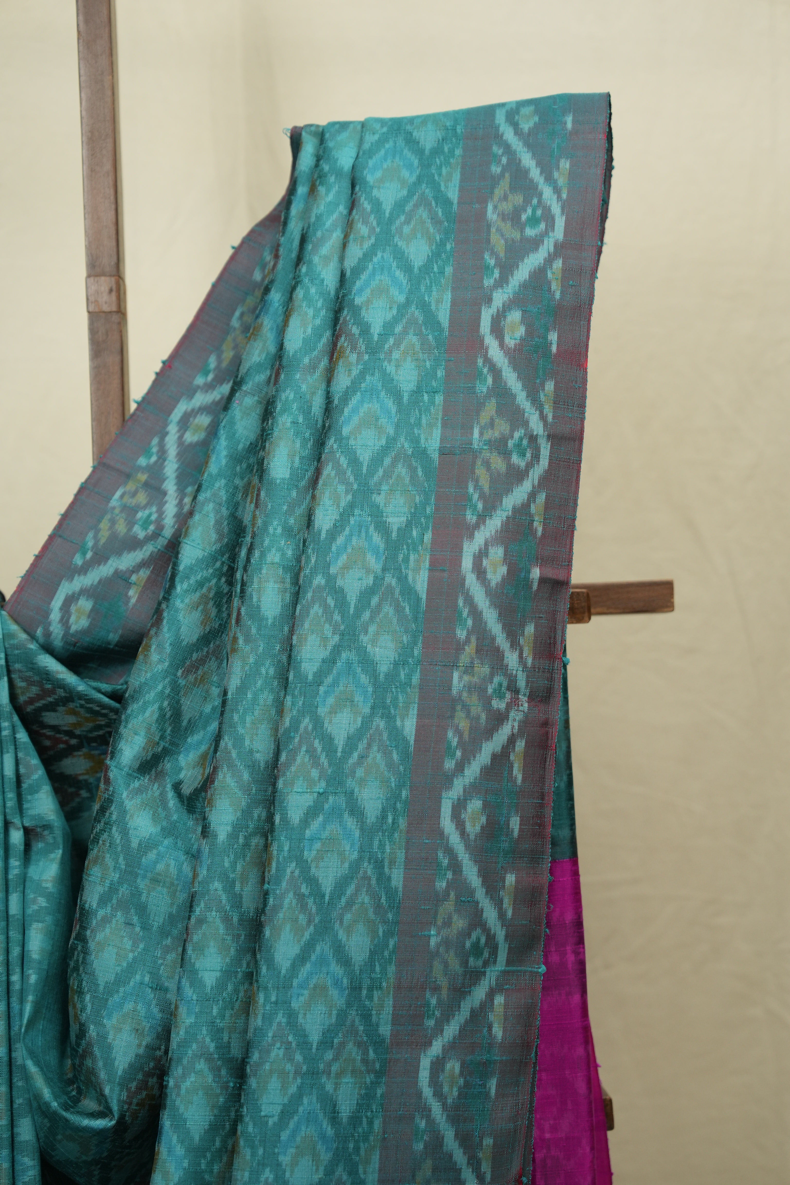 Aqua Blue Raw Silk Ikat Saree - SRABRSIS1054