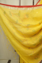Lemon Yellow Linen Jamdani Saree - SRLYLJS526