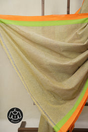 Yellow Small Checks Cotton Patteda Anchu Saree - SRYPAS338