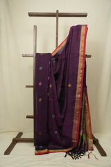 Purple Linen Jamdani Saree - SRPLJS529