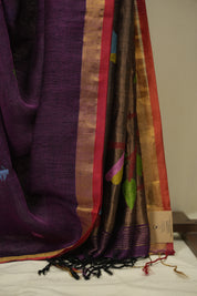 Purple Linen Jamdani Saree - SRPLJS529