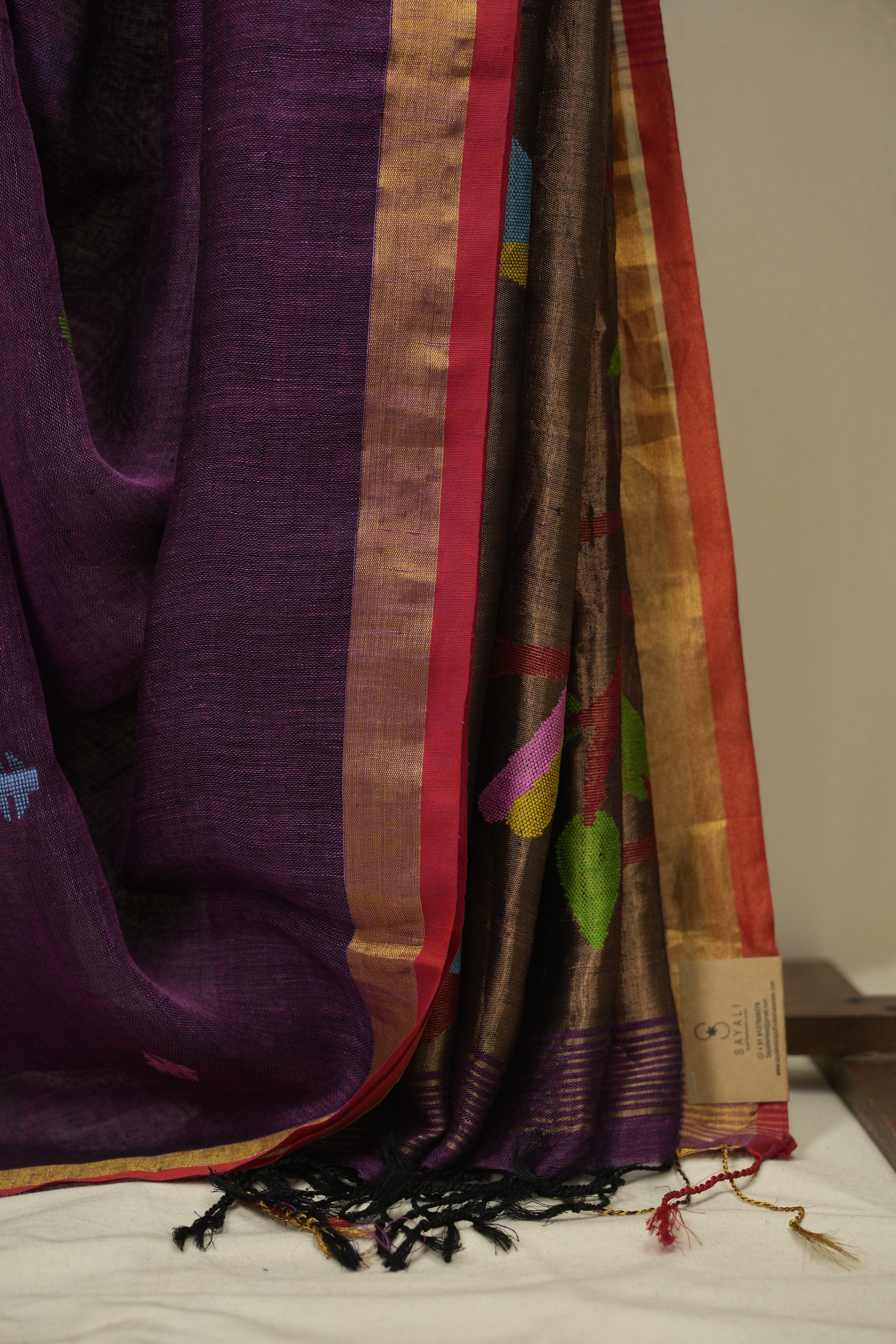 Purple Linen Jamdani Saree - SRPLJS529