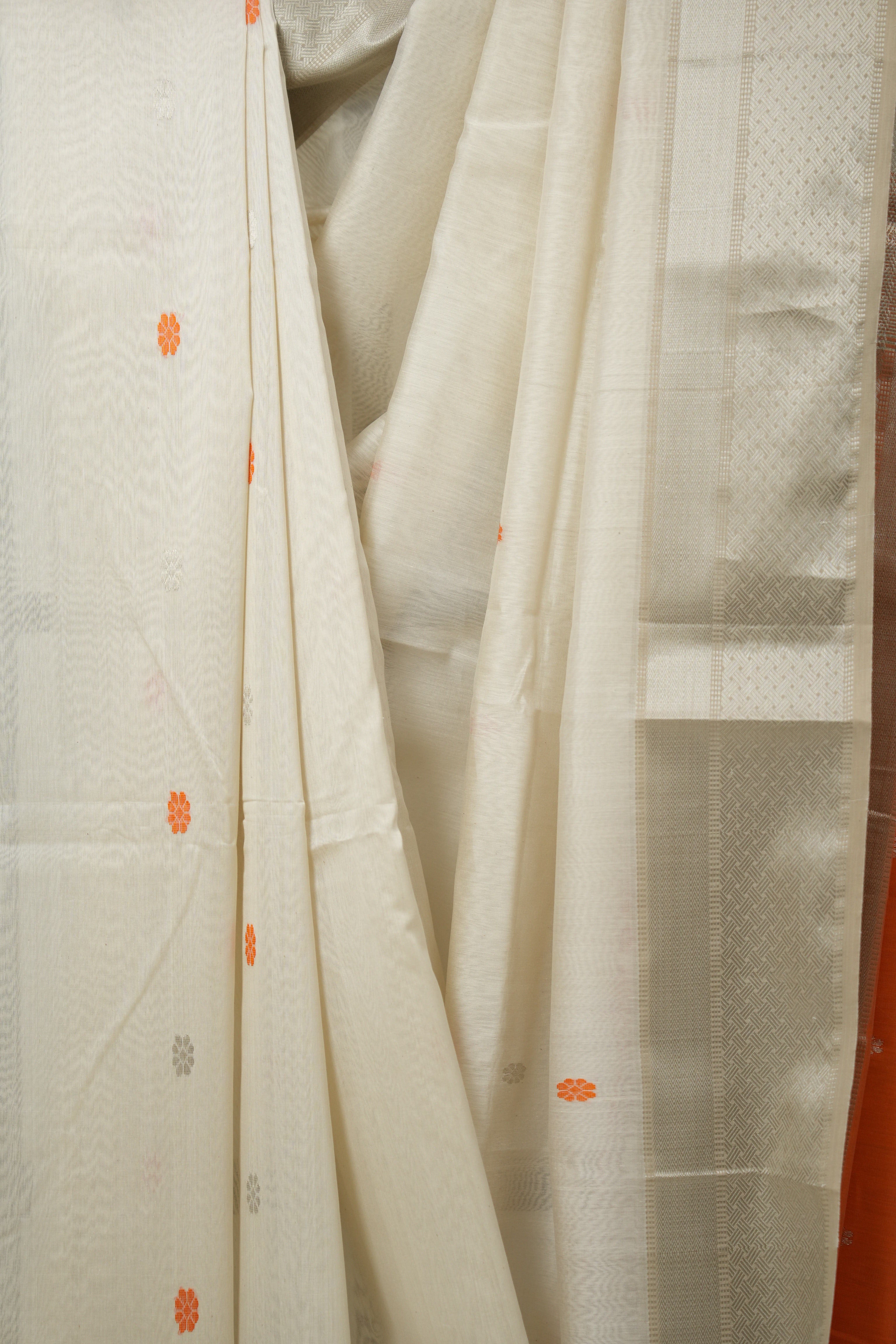 White Maheshwari Saree - SRWMS1055