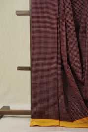 Maroon Big Checks Cotton Patteda Anchu Saree - SRMPAS339