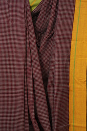 Maroon Big Checks Cotton Patteda Anchu Saree - SRMPAS339