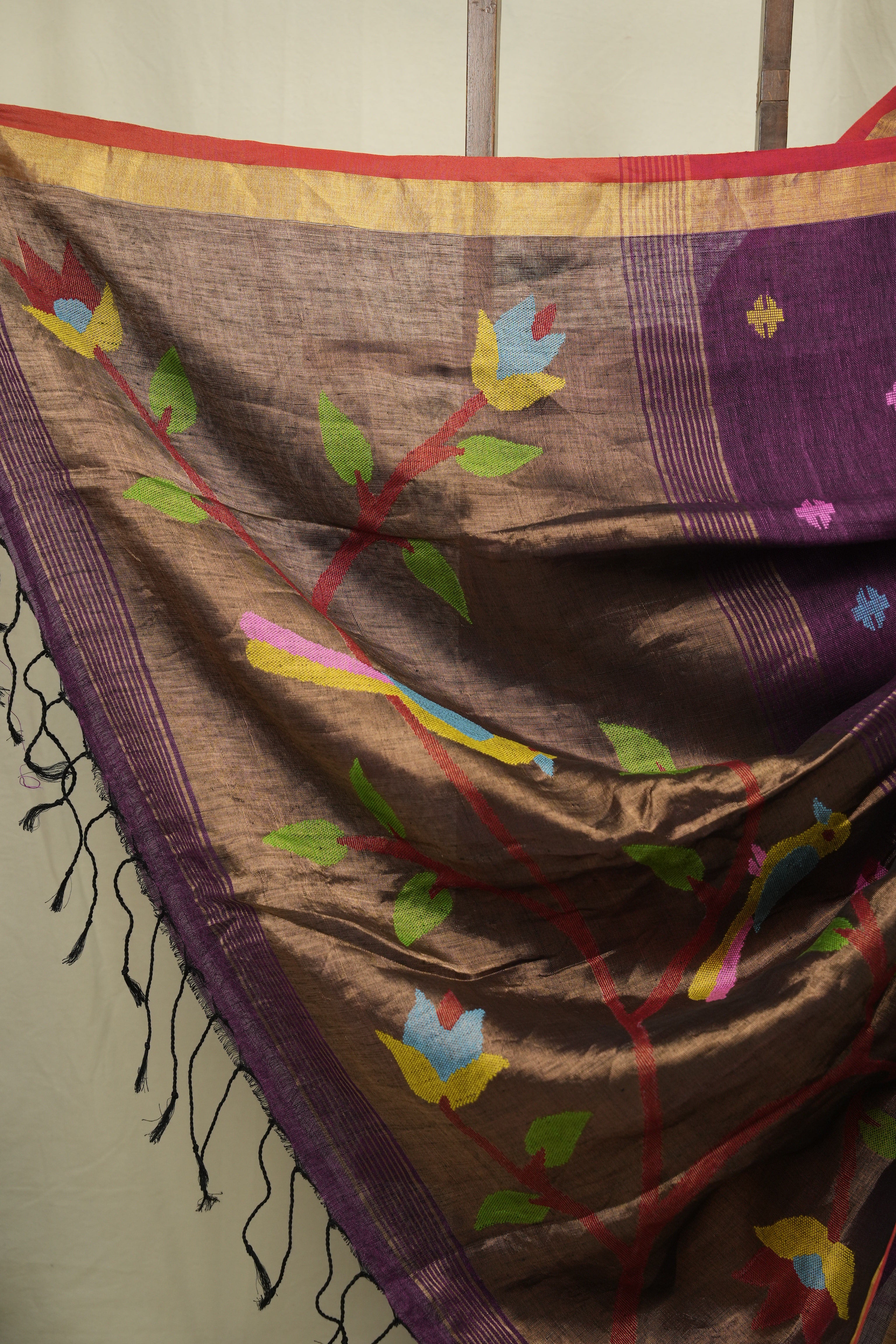 Purple Linen Jamdani Saree - SRPLJS529