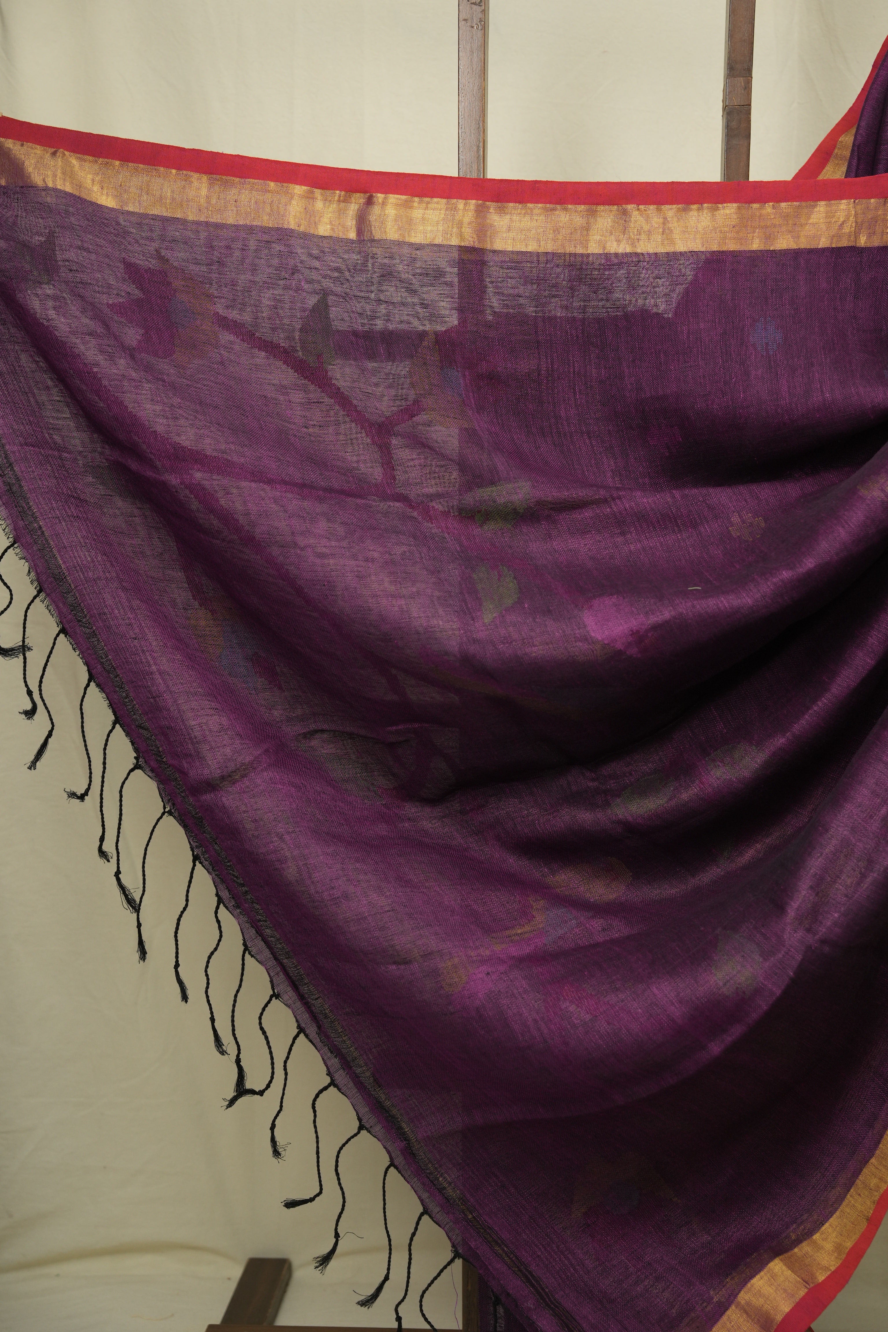 Purple Linen Jamdani Saree - SRPLJS529