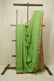 Green Linen Jamdani Saree - SRGLJS530