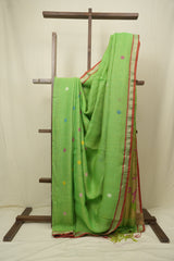 Green Linen Jamdani Saree - SRGLJS530