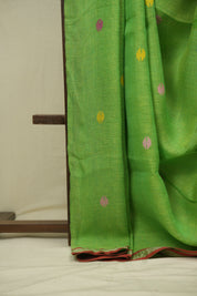 Green Linen Jamdani Saree - SRGLJS530