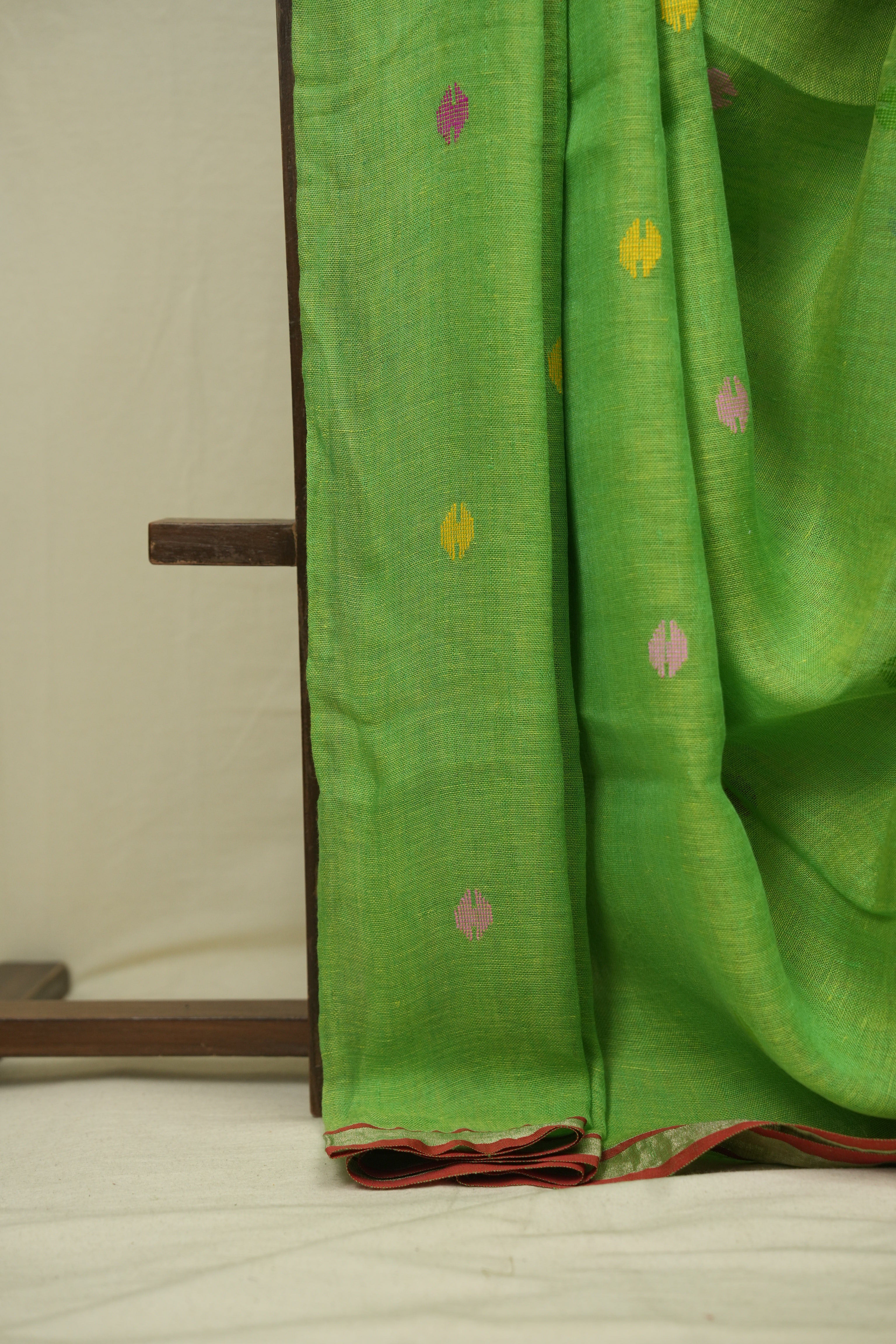 Green Linen Jamdani Saree - SRGLJS530