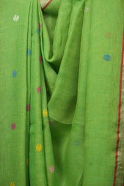 Green Linen Jamdani Saree - SRGLJS530