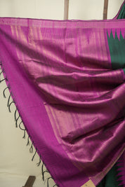 Bottle Green Raw Silk Saree - SRBGRSS1120