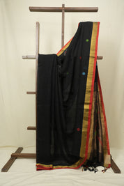 Black Linen Jamdani Saree - SRBLJS527
