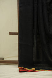 Black Linen Jamdani Saree - SRBLJS527