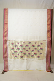 White Cotton Paithani Saree - SRWCPS700