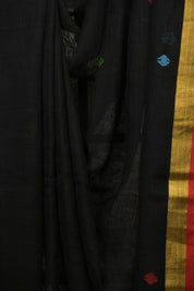 Black Linen Jamdani Saree - SRBLJS527