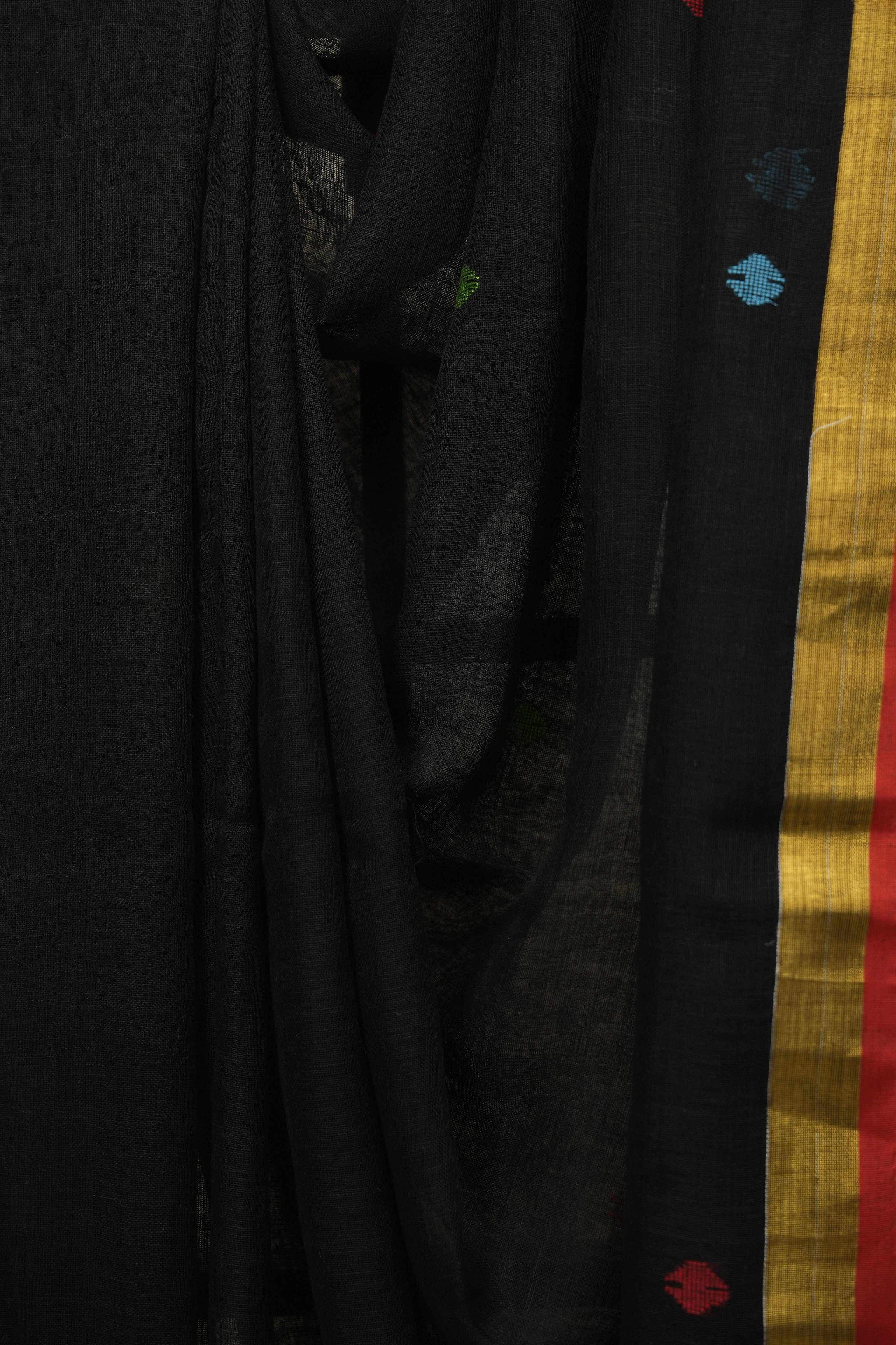 Black Linen Jamdani Saree - SRBLJS527