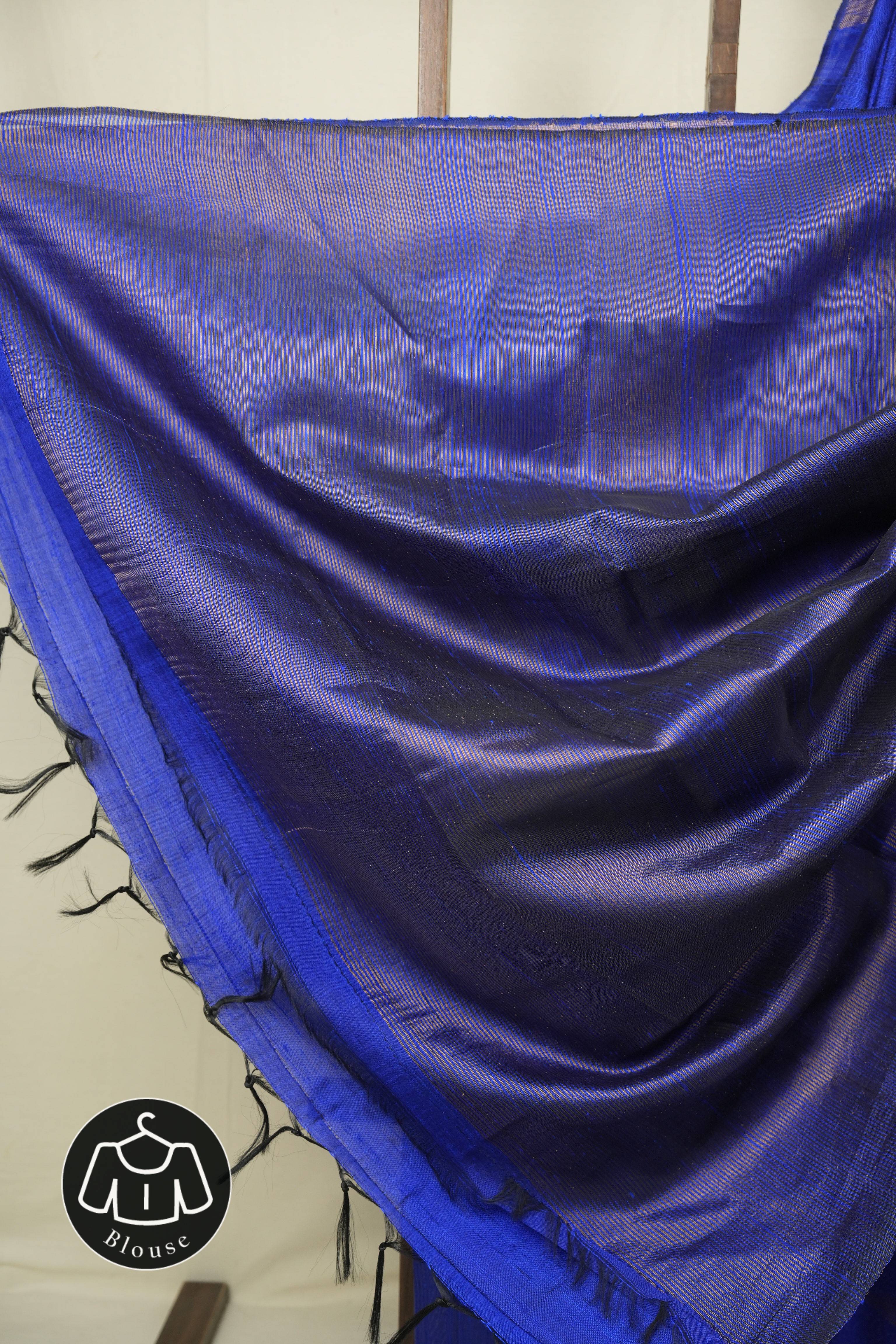 Royal Blue Raw Silk Saree - SRRBRSS1102