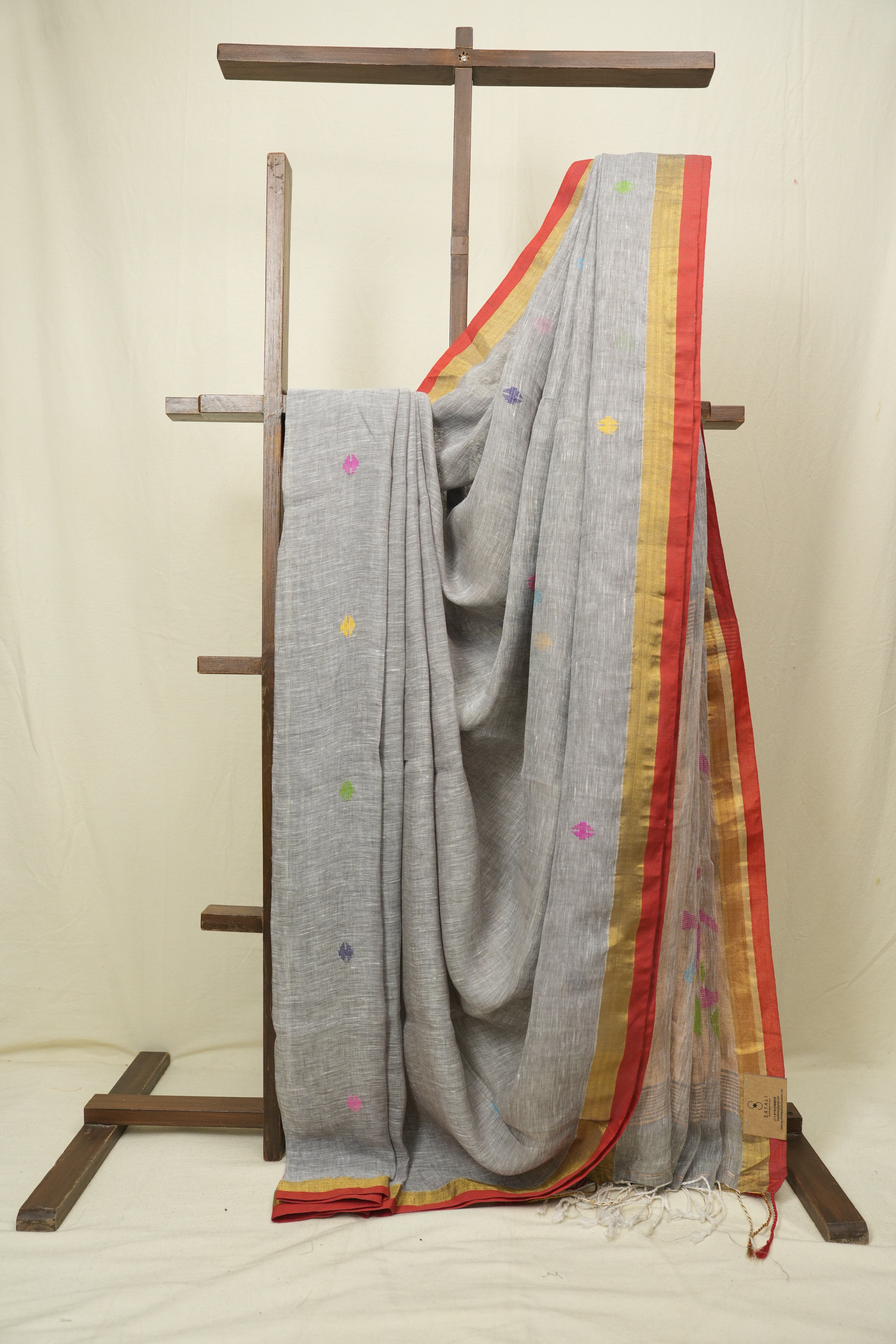 Grey Linen Jamdani Saree - SRGLJS533
