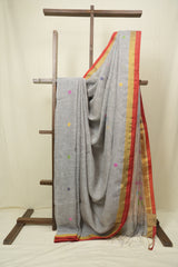Grey Linen Jamdani Saree - SRGLJS533