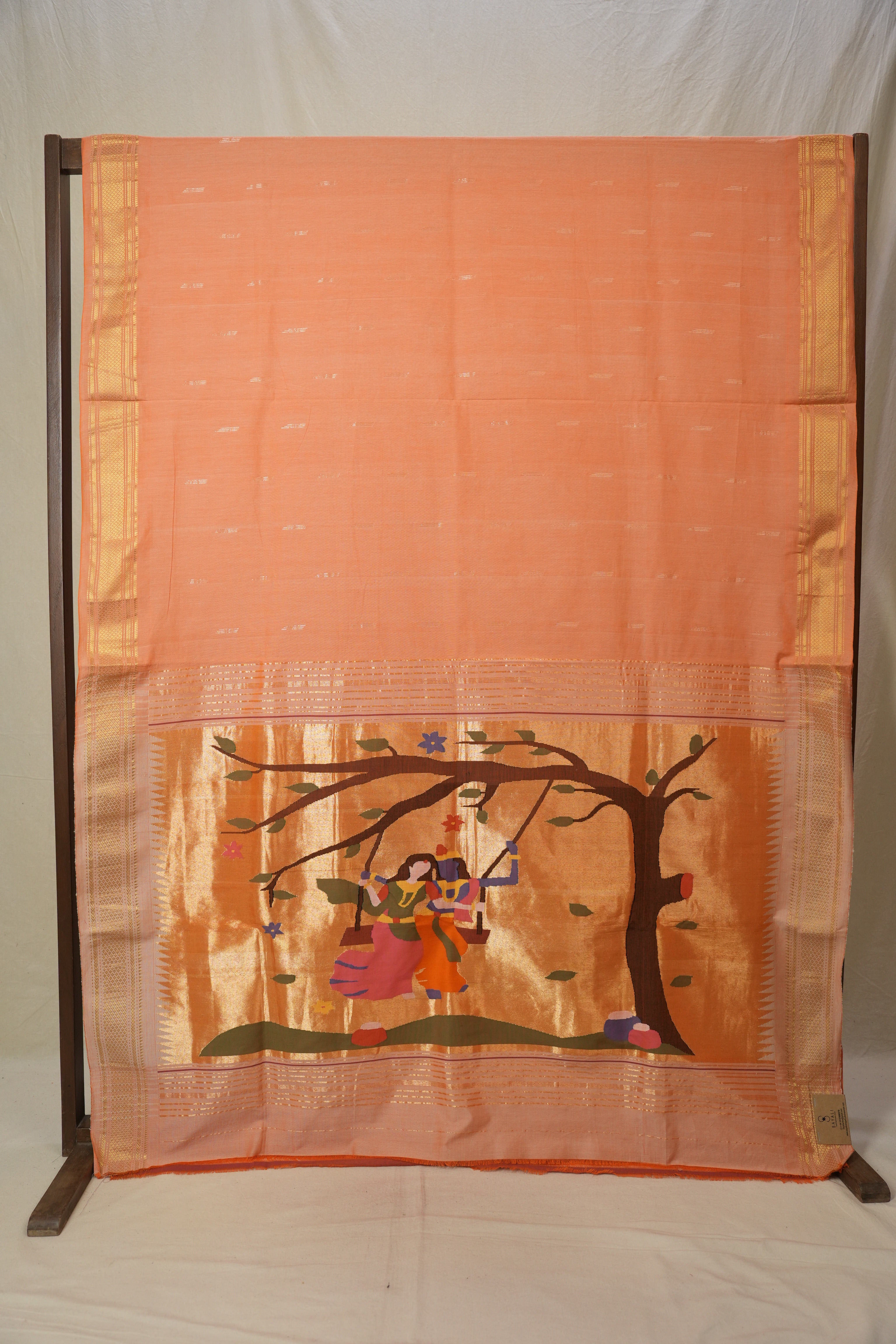 Light Orange Cotton Paithani Saree - SRLOCPS710