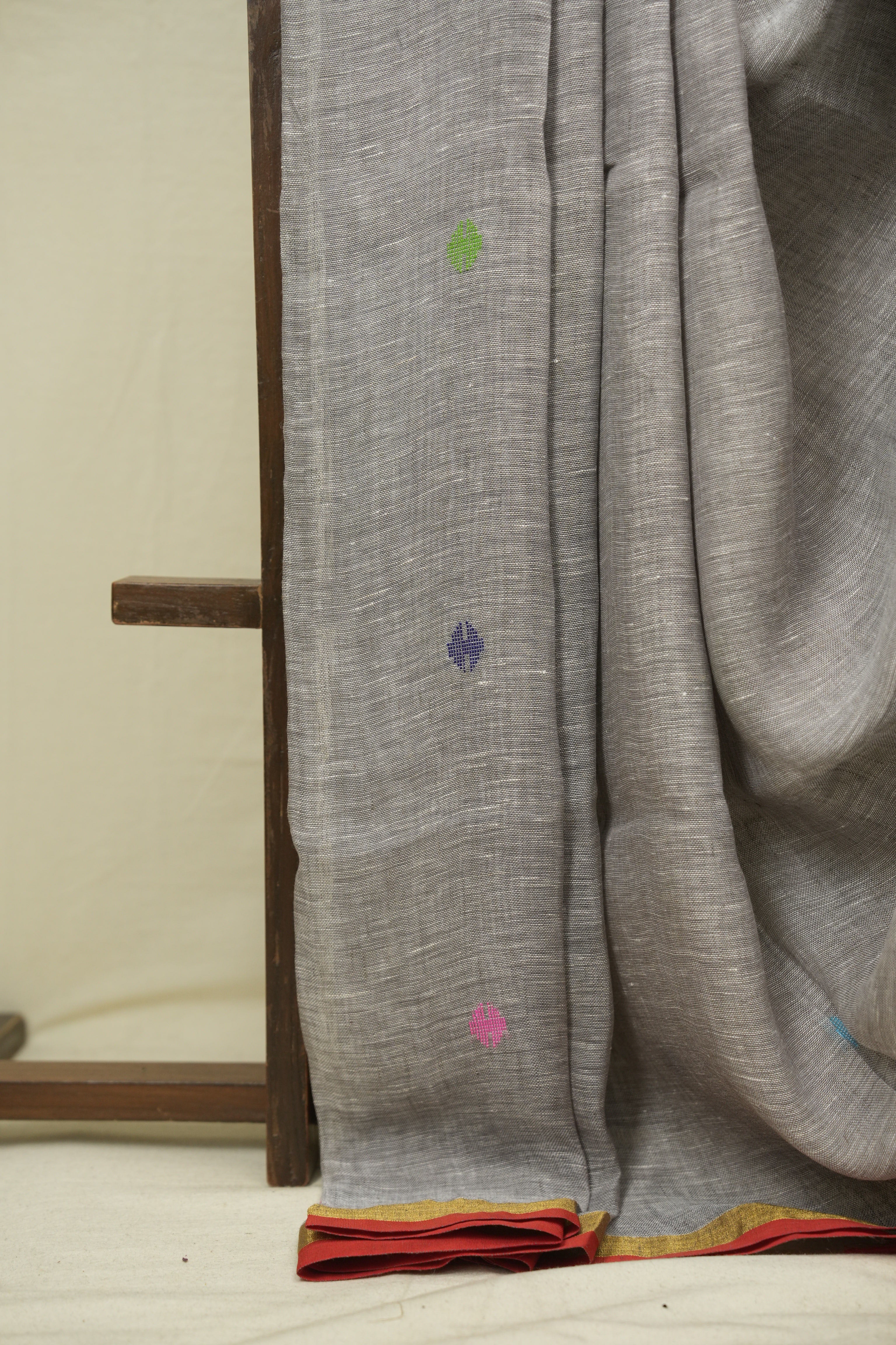 Grey Linen Jamdani Saree - SRGLJS533