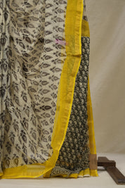 Cream HBP Kota Doria Saree - SRCKDS188