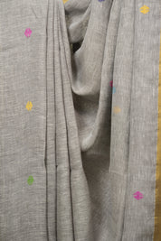 Grey Linen Jamdani Saree - SRGLJS533
