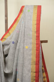 Grey Linen Jamdani Saree - SRGLJS533