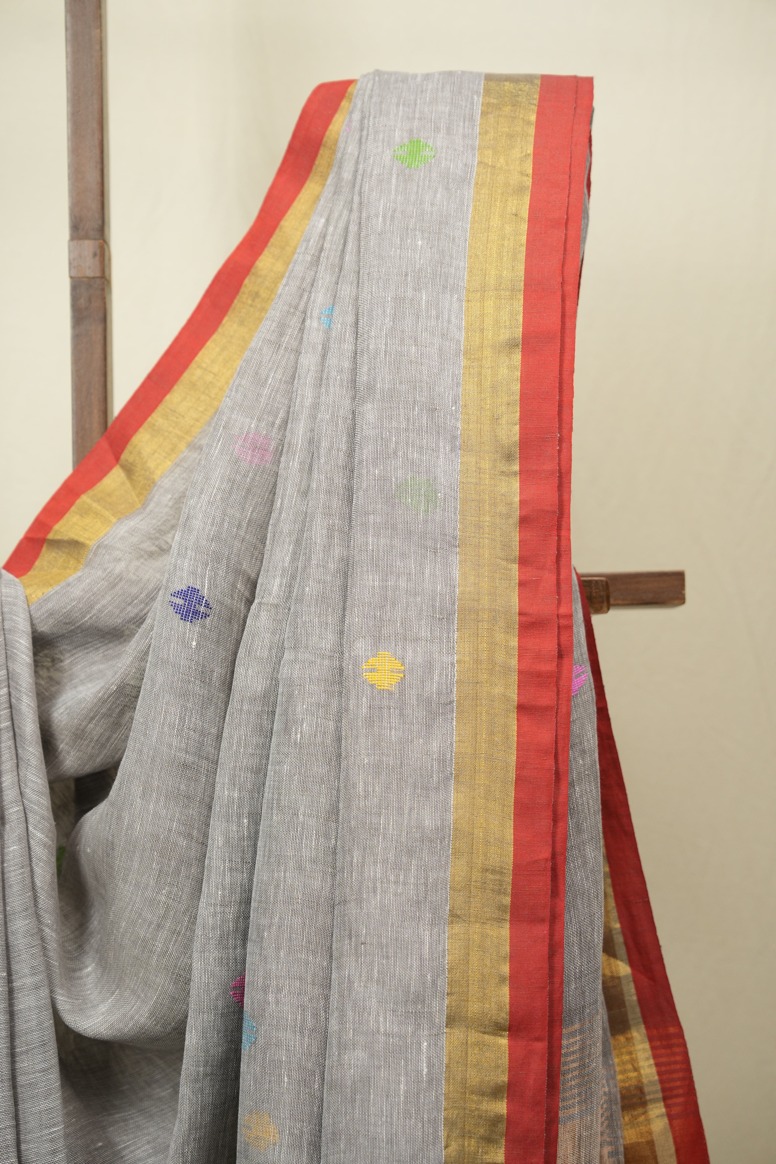 Grey Linen Jamdani Saree - SRGLJS533