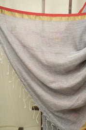 Grey Linen Jamdani Saree - SRGLJS533