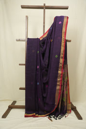 Deep Purple Linen Jamdani Saree - SRDPLJS531
