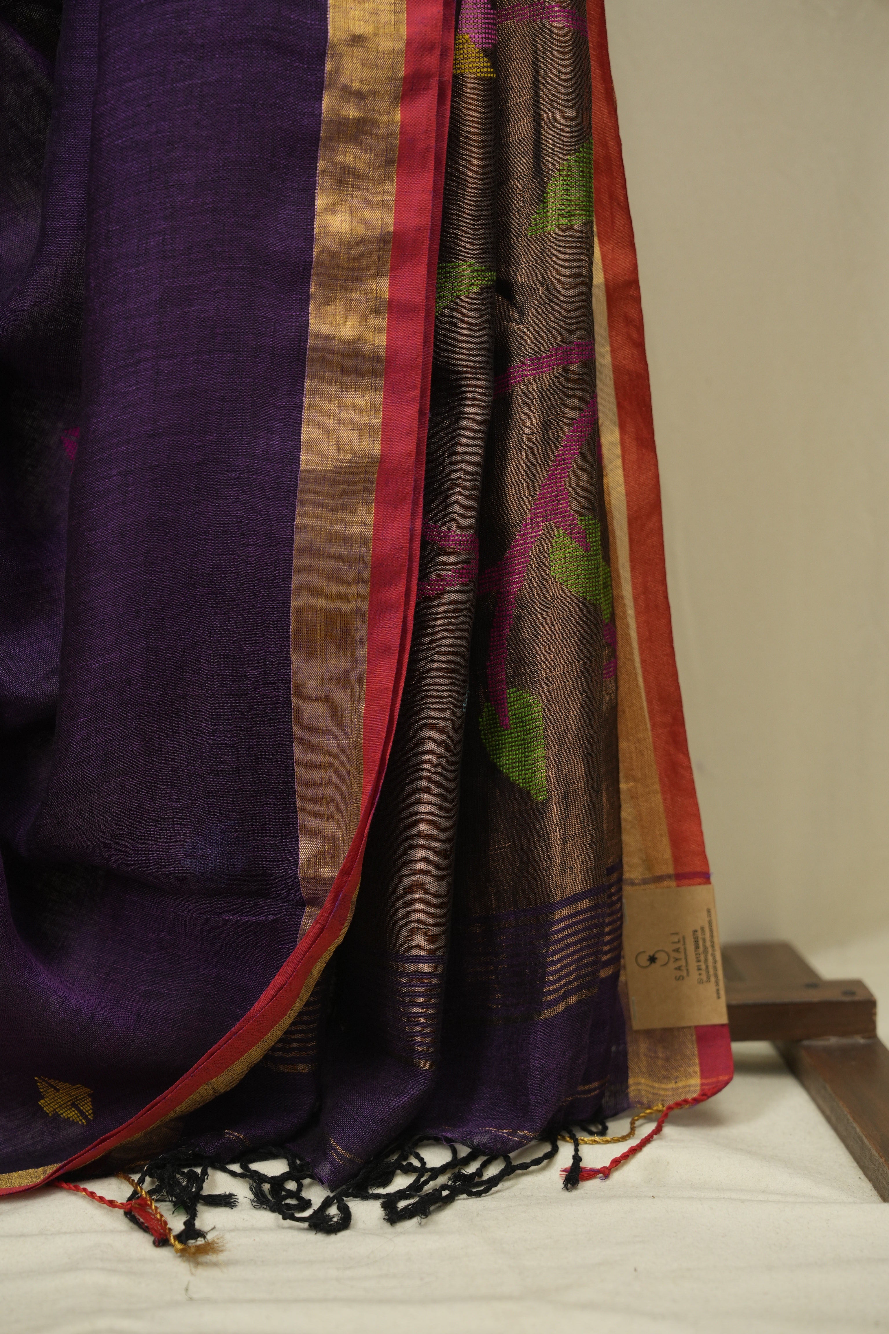 Deep Purple Linen Jamdani Saree - SRDPLJS531