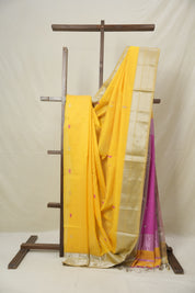 Yellow Maheshwari Saree - SRYMS1051