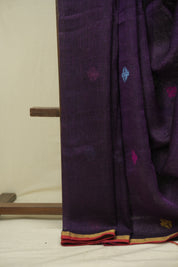 Deep Purple Linen Jamdani Saree - SRDPLJS531