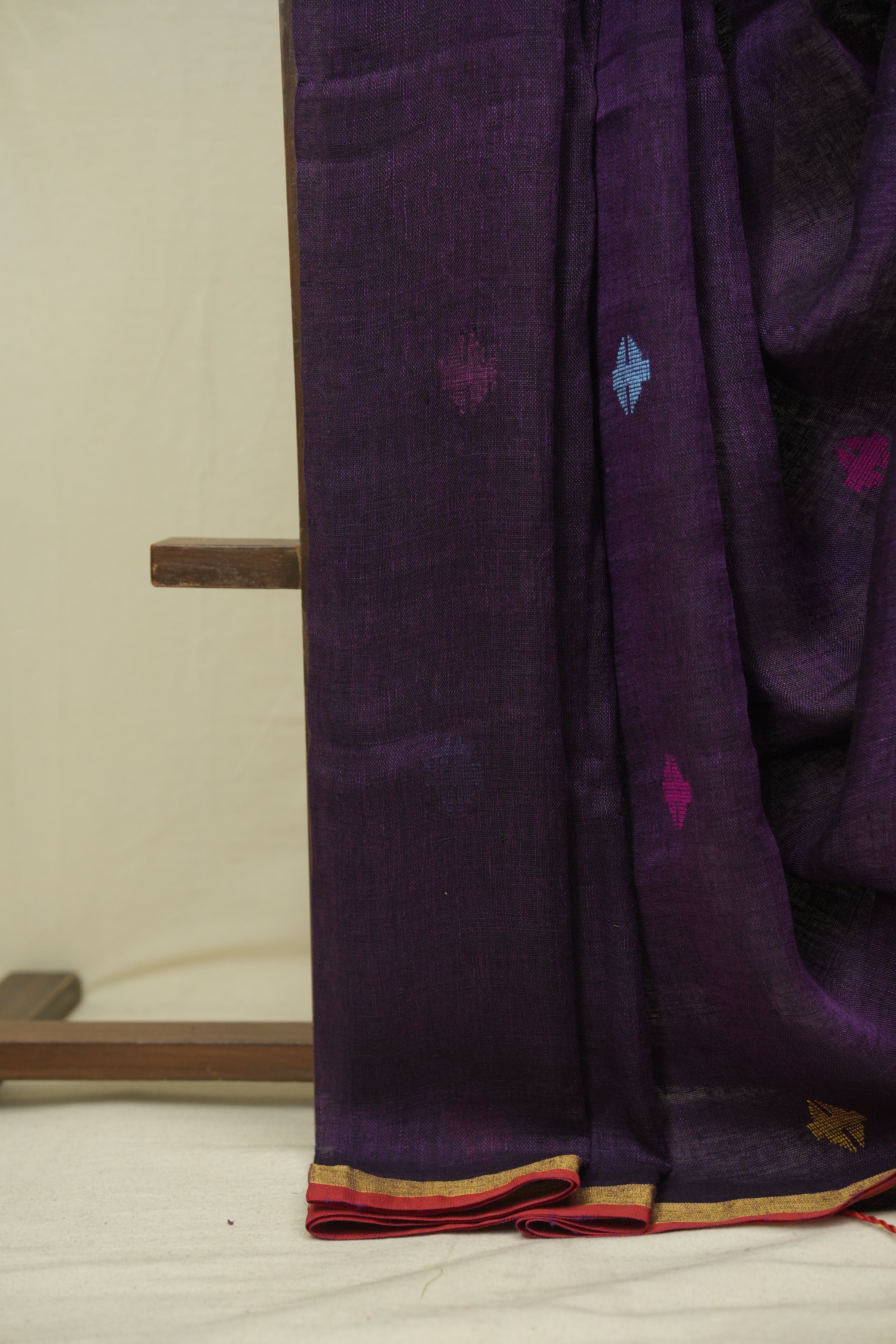 Deep Purple Linen Jamdani Saree - SRDPLJS531