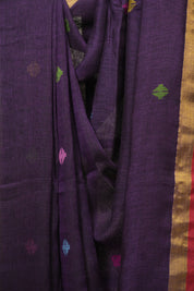 Deep Purple Linen Jamdani Saree - SRDPLJS531