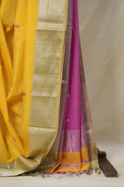 Yellow Maheshwari Saree - SRYMS1051