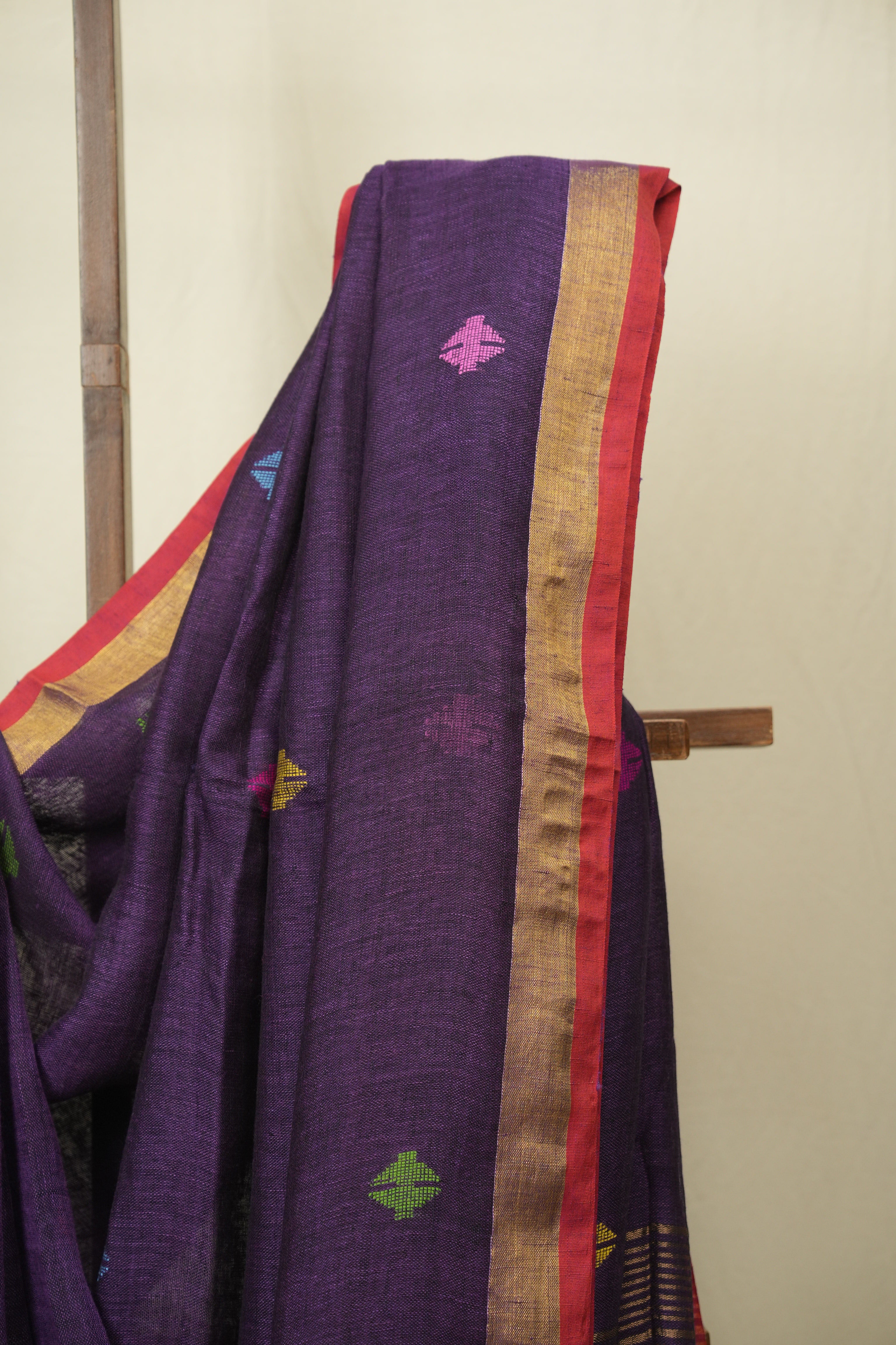 Deep Purple Linen Jamdani Saree - SRDPLJS531