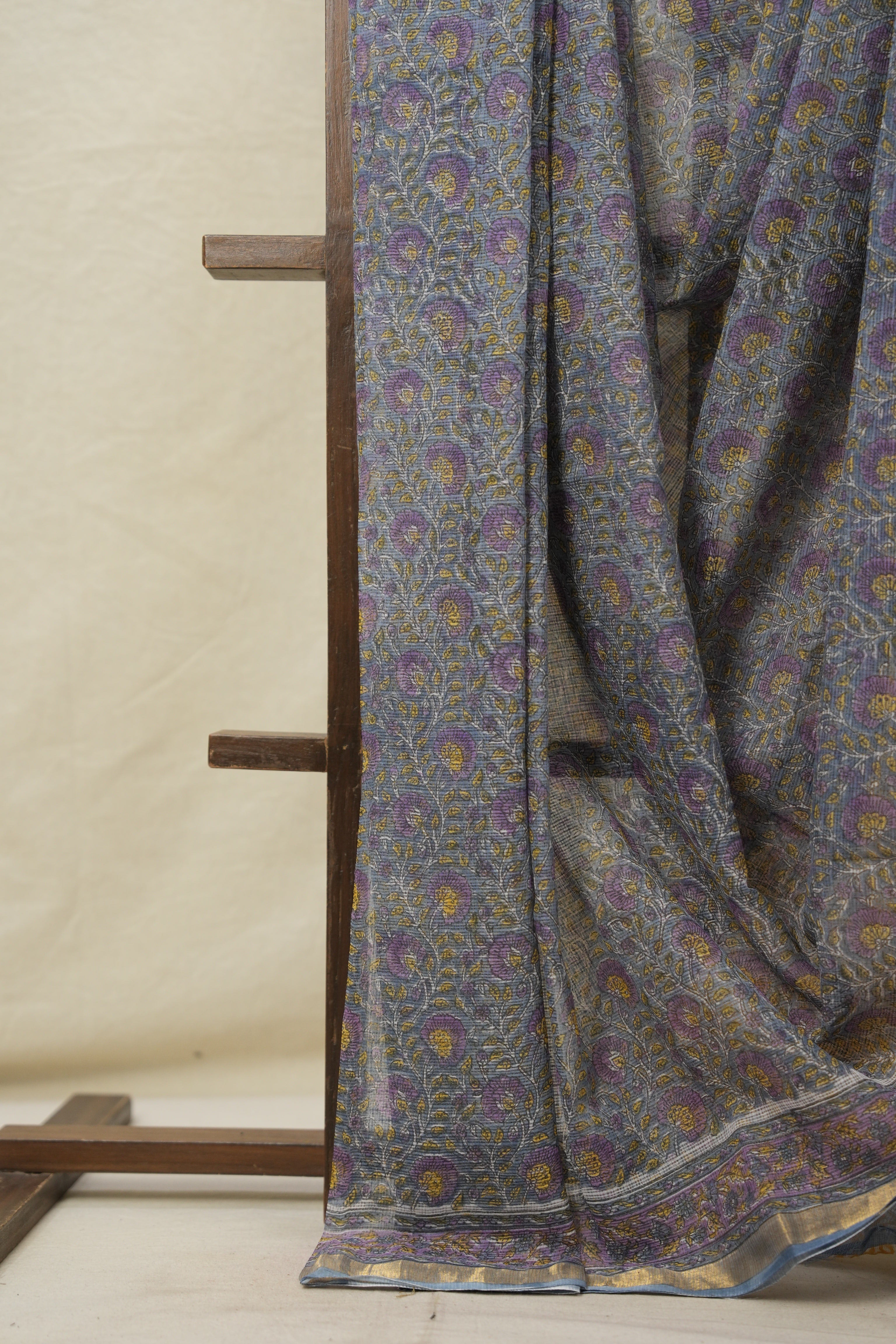 Gray HBP Kota Doria Saree - SRGKDS202