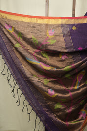 Deep Purple Linen Jamdani Saree - SRDPLJS531