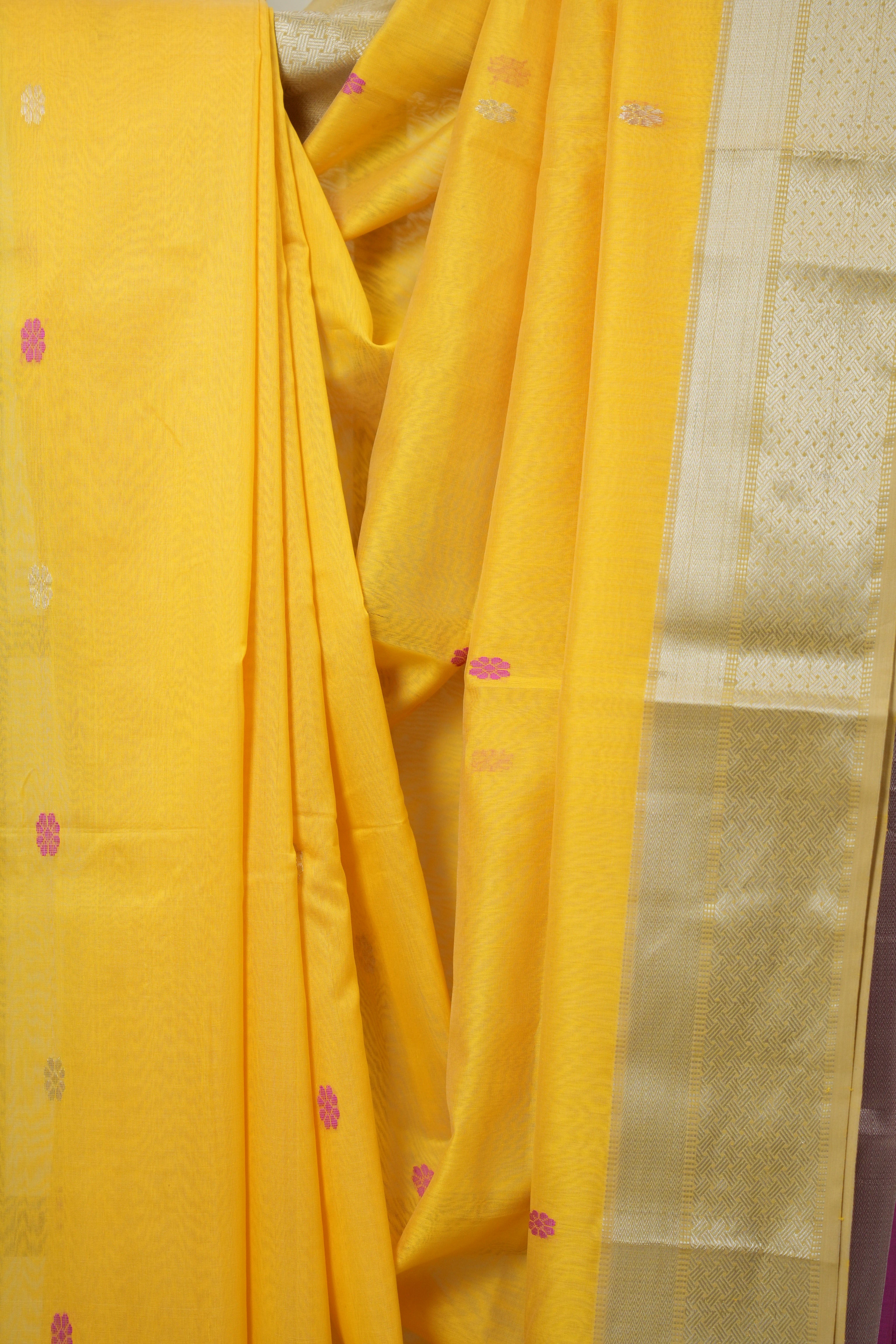 Yellow Maheshwari Saree - SRYMS1051