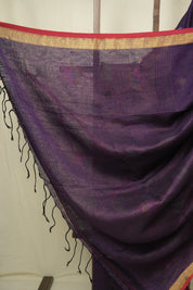 Deep Purple Linen Jamdani Saree - SRDPLJS531