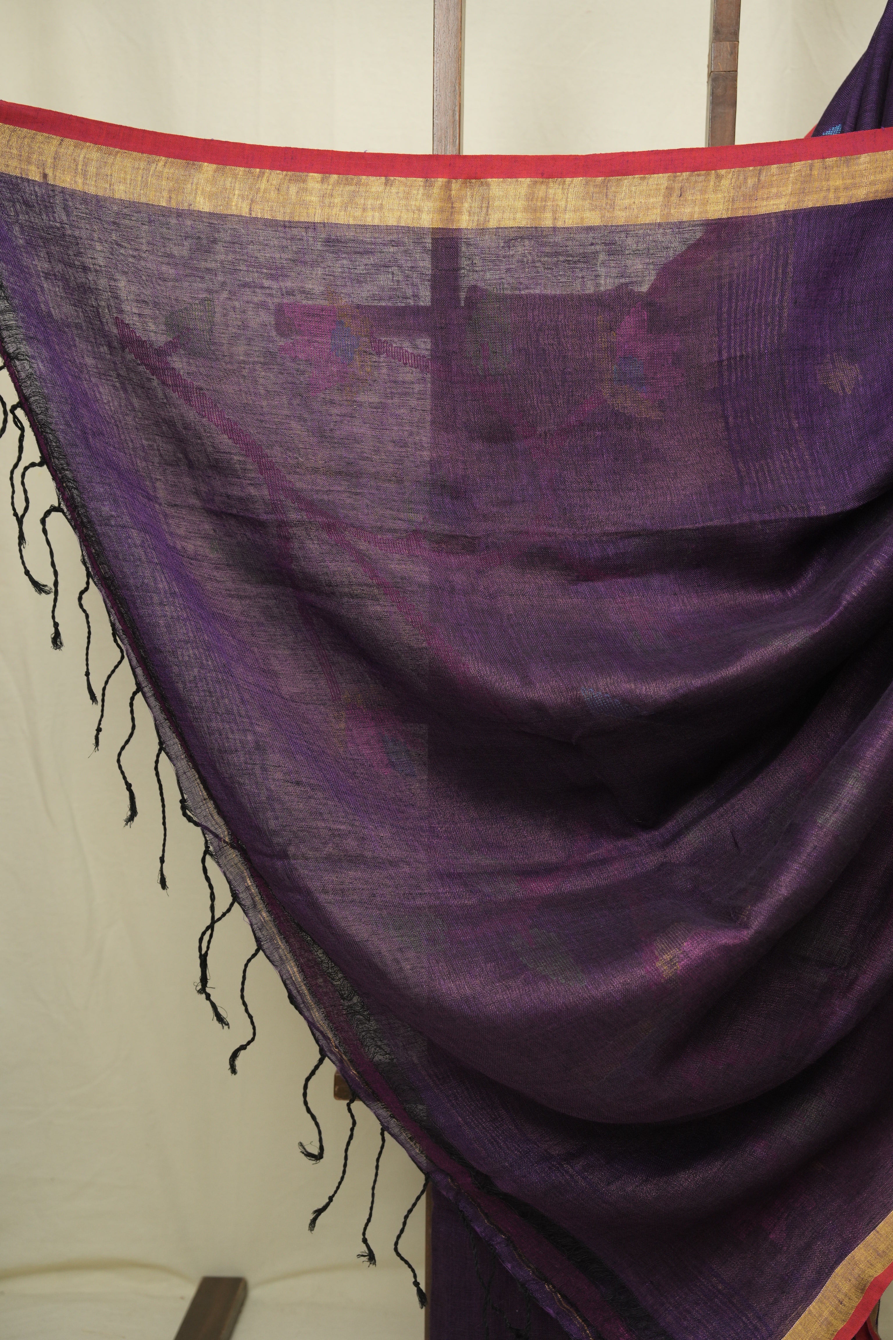 Deep Purple Linen Jamdani Saree - SRDPLJS531