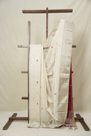 White Maheshwari Saree - SRWMS1049